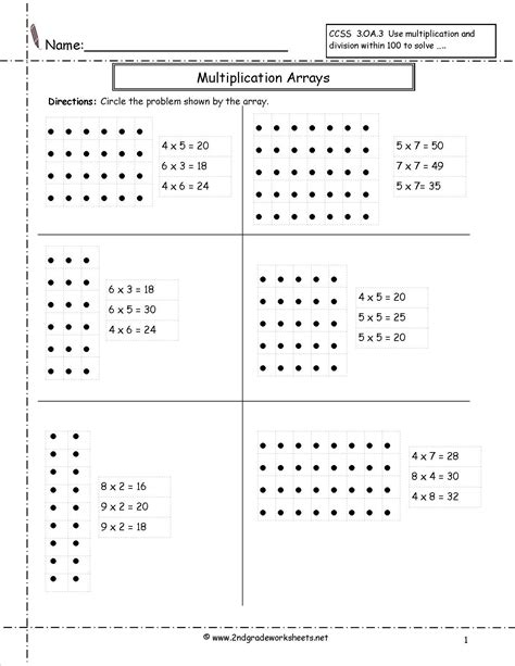 Free 2nd Grade Math Array Worksheets Jack Cooks Multiplication Arrays
