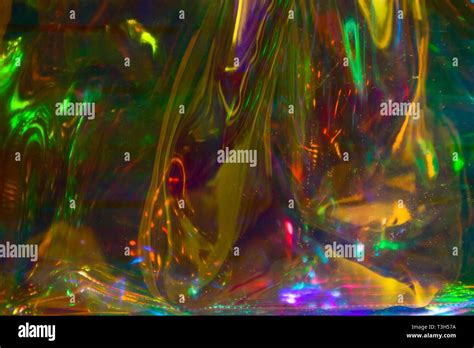 Multicolored Holographic Iridescent Surface Wrinkled Foil Pastel Stock