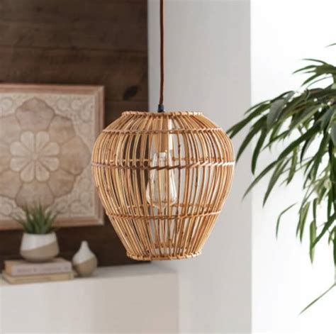 Lamps Home Living Bamboo Light Wicker Lampshade Spiral Shaped