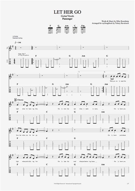 Let Her Go By Passenger Guitar And Vocals Guitar Pro Tab