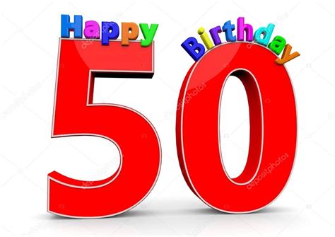 El Gran Rojo Número 50 Con Feliz Cumpleaños — Foto De Stock