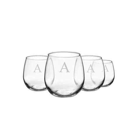 Cathy S Concepts Monogram Pc Stemless Red Wine Glass Set Redwineglasses Wine Glass Wine