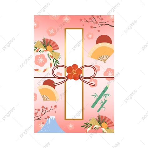 핑크 벚꽃 일러스트 팬 데이 여성 새해 빨간 봉투 활 새해 일본 Png 일러스트 및 Psd 이미지 무료 다운로드 Pngtree