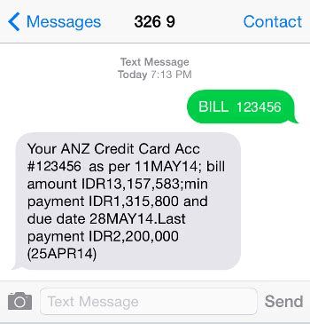 All applications for credit are subject to anz's credit approval criteria. ANZ SMS Card Info | ANZ Indonesia