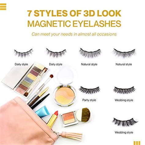 upgraded 7 pairs magnetic eyelashes kit with double eyeliner reusable 3d 5d magnetic eyelashes