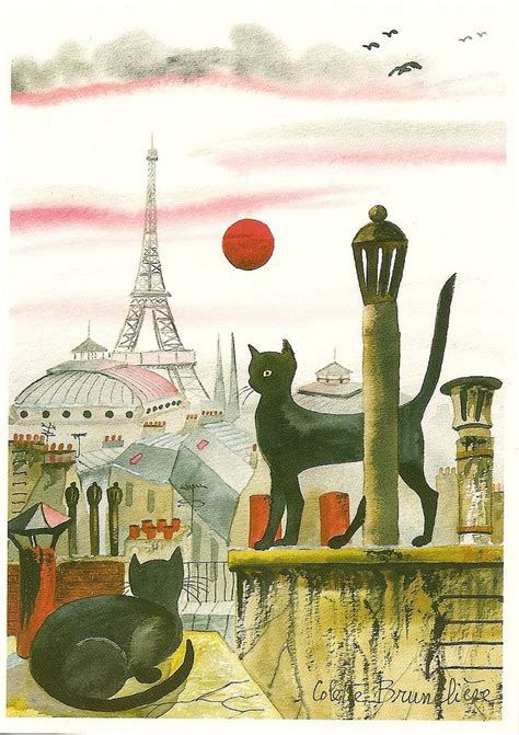 Two Parisians Cats Postcard From France Colette Bruneliere Deux