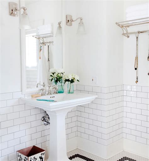 Using bevel subway tiles in kitchens and bathrooms. OSBP at Home: Small Bathroom Renovation Inspiration