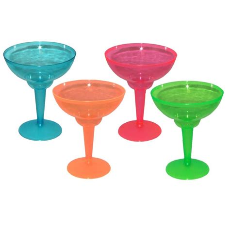 Geekshive Assorted Neon Margarita Glasses Two Pieces 12 Oz 12 Count Party Supplies