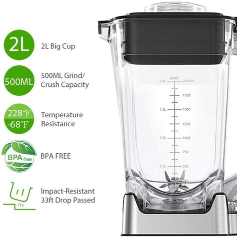 Homgeek 2000w Blender Smoothie Maker With 2l Bpa Free Tritan Container