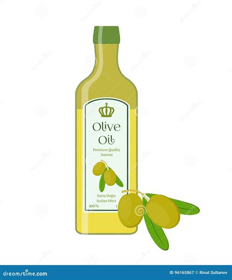Olive Oil Bottle Of Natural Oil Branch With Olives Vector Stock