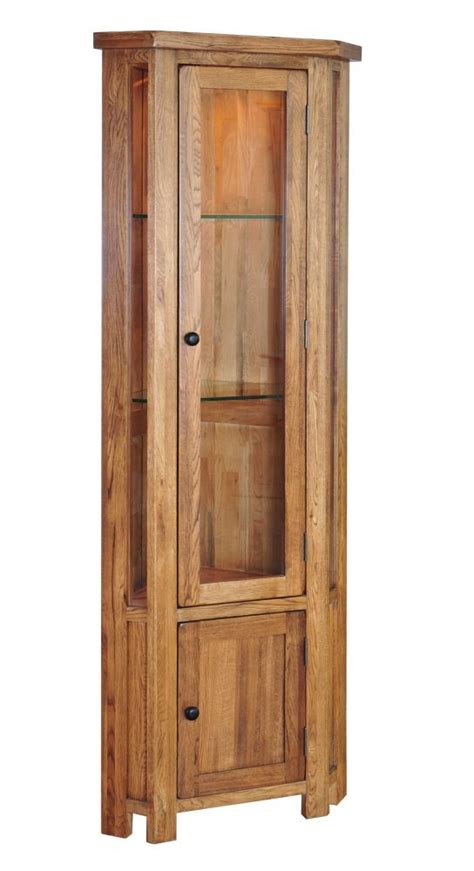 Morriswood Rustic Oak Range Corner Display Cabinet Uk