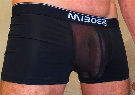 Mens Boxer Briefs With See Through Front Pouch Black Or Navy Etsy