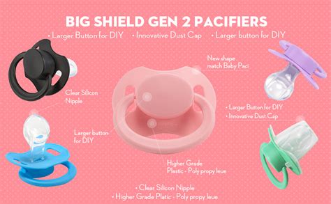 Littleforbig Bigshield Generation Ii Adult Sized Pacifier 3 Paci Pack