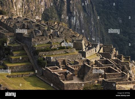 Stone Buildings In Machu Picchu Peru Stock Photo Alamy