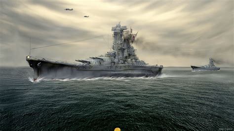 Picture Japanese Battleship Yamato Ship Painting Art 3840x2160