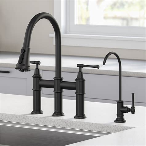 Kraus Allyn Transitional Bridge Kitchen Faucet And Water Filter Faucet