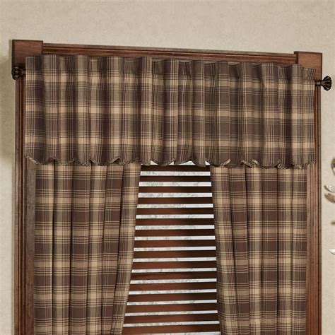 Dawson Plaid Scalloped Valance Taupe 90 X 16 Touch Of Class