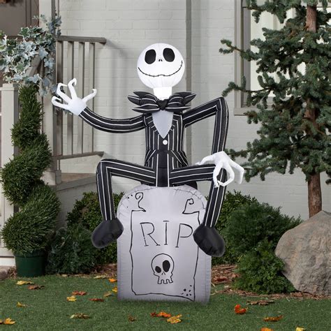 Gemmy Industries Yard Inflatables Jack Skellington On Tombstone 5 Ft