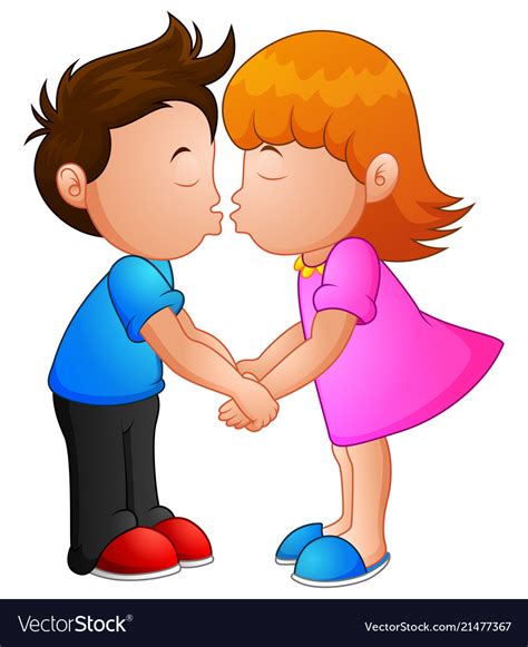 Cartoon Little Boy And Girl Kissing Royalty Free Vector