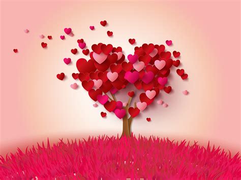 Beautiful Red Heart Shaped Tree Wallpaper Download Mobcup