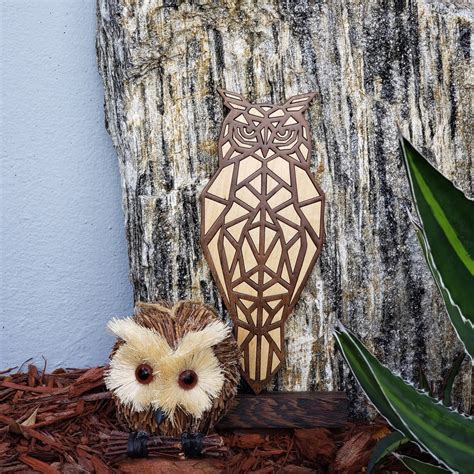 Laser Cut Owl Geometric Owl Wooden Owl Decor Owl Plaque Etsy