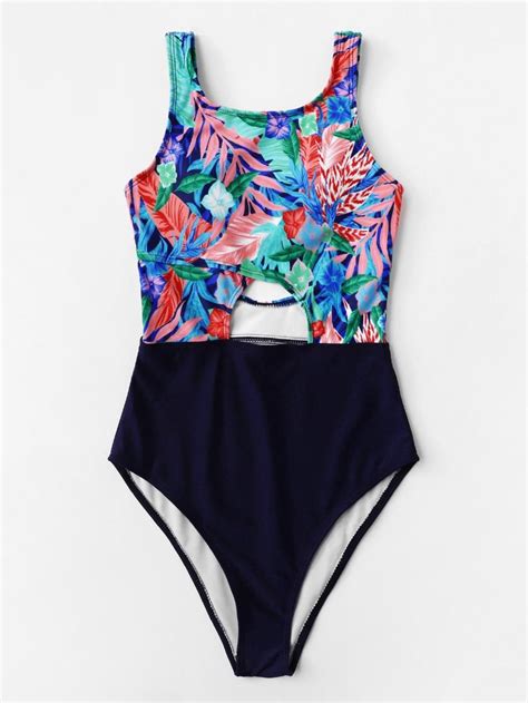 Tropical Print Swimsuit Shein Sheinside Tropical Print Swimsuits Print Swimsuit Tropical Print
