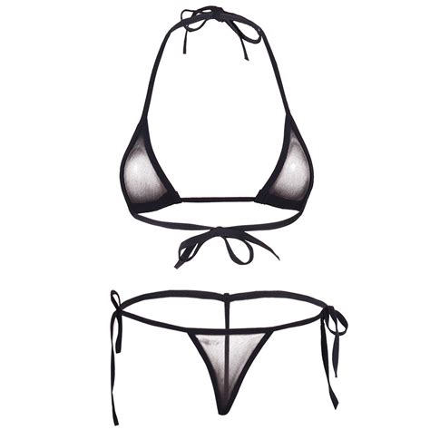 Buy Womens Sexy Tiny Pcs Bikini Set Sheer Mesh See Through Swimsuit