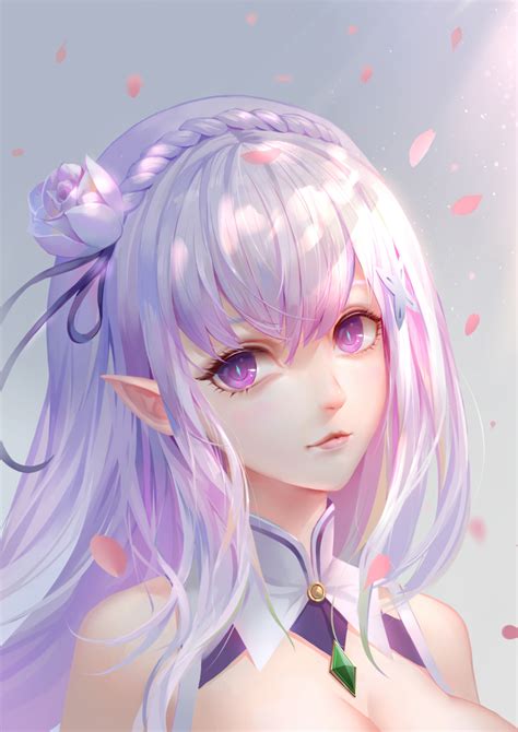 mafuyu 867208837 emilia re zero re zero kara hajimeru isekai seikatsu silver hair