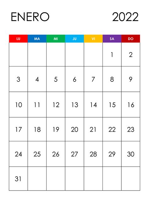 Calendario Enero 2022 Calendariossu