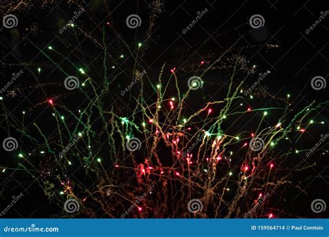 Time Lapse Photo Of Fireworks Celebration At Night In The Dark Stock