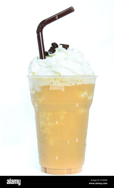 Blended Iced Coffee Whipped Cream Stock Photo Alamy