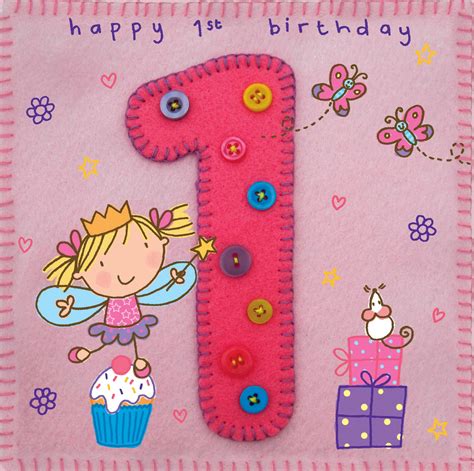 buy twizler 1st birthday card for girl with fairy princess presents and butterfly one year