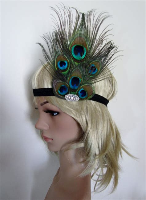 Vintage Burlesque Peacock Feather Flapper Headpiece Headband Ebay
