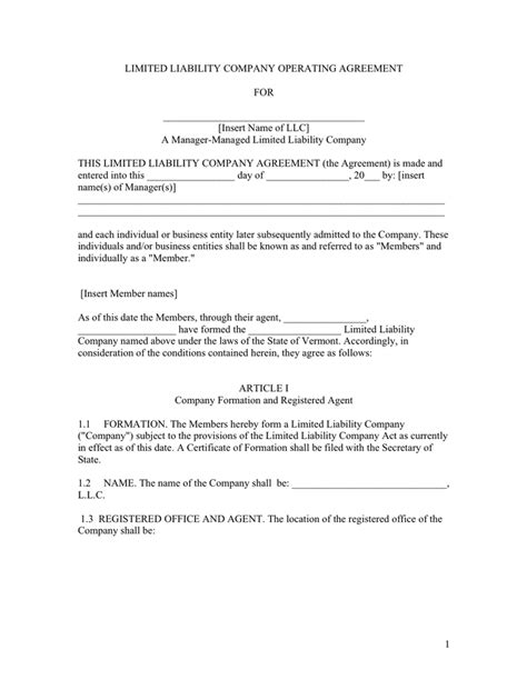 Llc Operating Agreement Download Free Documents For Pdf Word And Excel