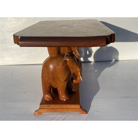 Antique Hand Carved Elephant Base Coffee Table Chairish