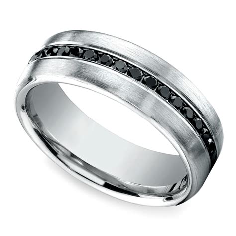 Channel Black Diamond Mens Wedding Ring In Platinum