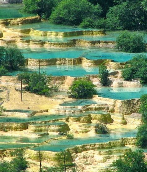 These Pools Are Made Of Travertine Marble Found In Huanglong China