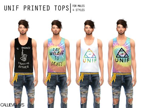 The Sims Resource Unif Inspired Printed Muscle Tanks