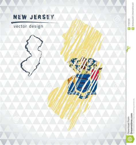Mapa Del Vector De New Jersey Con El Interior De La Bandera Aislado En