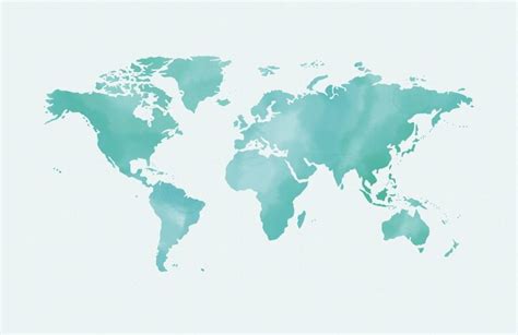 Turquoise Watercolor Abstract World Map Wallpaper Mural Hovia World