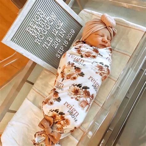 Autumns Rustic Floral Personalized Baby Name Swaddle Blanket