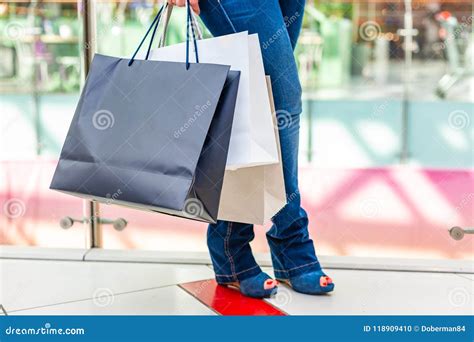 Fashion Shopping Girl Portrait Beauty Woman With Shopping Bags In Shopping Mall Shopper Sales