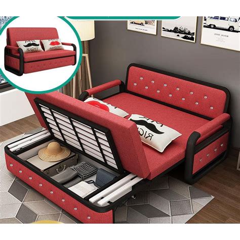 2 In1 Latex Foldable Sofa Bed Living Room Double Storage Single Small