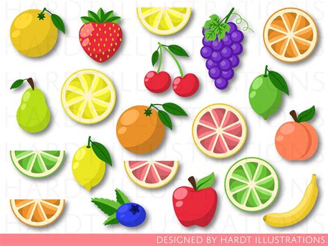 Fruit Clipart Fruits Clip Art Citrus Tutti Frutti Raspberry Etsyde