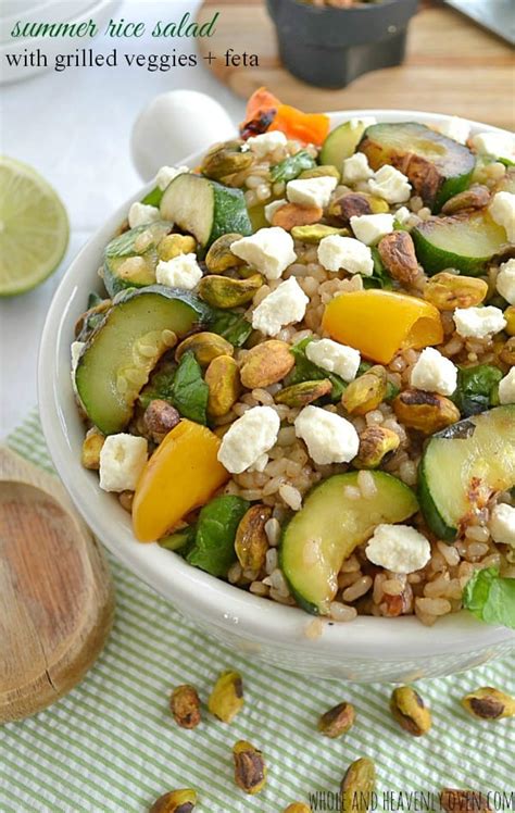 Summer Rice Salad With Grilled Veggies Feta