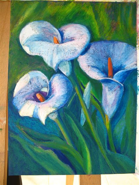 Marions Floral Art Blog Calla Lilies In Oil Pastel Wip Oil Pastel