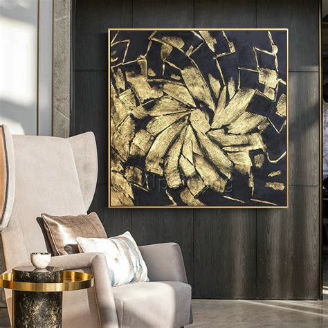 Gold And Black Modern Abstract Original Wall Art Paintings