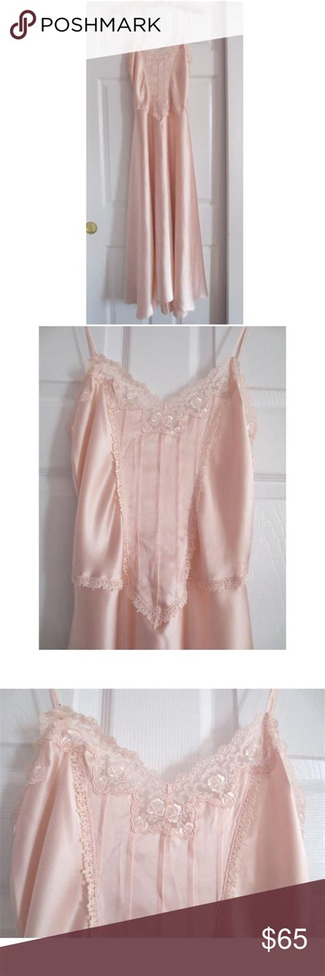 Vintage Victorias Secret Long Pink Nightgown Night Gown Pink Nightgown Bridal Nightgown