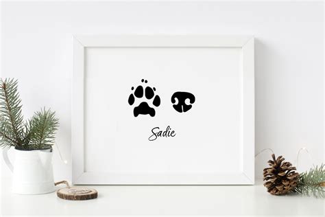 Your Pets Actual Digital Paw And Nose Print Memorial Paw And Nose Print Art