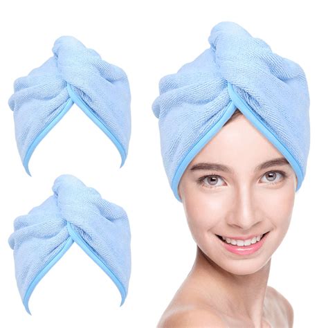 Youlertex Microfiber Hair Towel Wrap For Women 2 Pack 10 Inch X 26 Inch Super Absorbent Quick